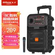 QiSheng 奇声 8英寸广场舞音响 大功率低音炮 会议拉杆便携式移动 舞台蓝牙音箱摆地摊户外K歌SA-A67单咪版