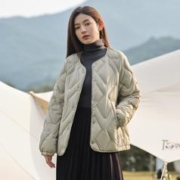 TANBOER 坦博尔 菱格羽绒服女轻薄短款休闲百搭轻便宽松韩版秋冬外套