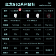 红龙（REDRAGON）G62 三模无线鼠标 蓝牙2.4G有线轻量化游戏中大手趴握 【长续航】G62三模鼠标（蓝白）