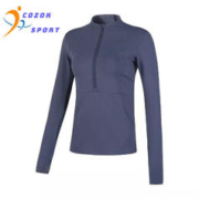 COZOK 秋冬款瑜伽服上衣女健身房跑步健身衣半拉链速干紧身运动长袖外套 蓝色 L建议100-120斤