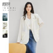 DUIBAI 对白 轻薄透气莱赛尔面料垫肩设计女式西装外套