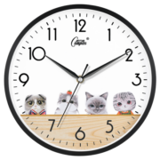 康巴丝（Compas）挂钟客厅 卡通儿童房石英钟表挂墙时钟 c2855 可爱猫咪
