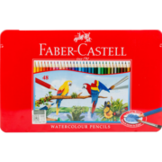 辉柏嘉（Faber-castell）水溶性彩铅笔彩色铅笔48色手绘涂色专业美术生绘画笔套装115949红铁盒装