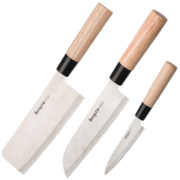 拜格 家用刀具组合厨房不锈钢菜刀套装德国工艺厨师刀小麦菜板菜刀 3件套（菜刀+料理刀+水果刀）