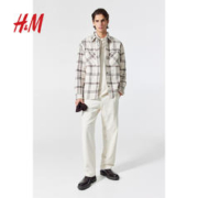 H&M HM男装夹克2023冬季新款保暖休闲柔软舒适翻领格纹外套1070735