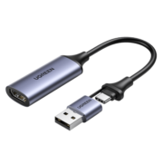 绿联 HDMI视频采集卡4K输入 适用Switch/PS5笔记本电脑手机相机抖音直播 USB/Type-C双输出录制盒1080P