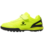 卡尔美（KELME）儿童足球鞋魔术贴免系带碎钉TF透气学生球鞋6873003 荧光绿 34