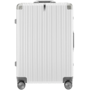 90分PC旅行箱轻质铝框行李箱防刮商旅两用拉杆箱28英寸托运箱百合白