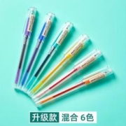 deli 得力 6支混色彩色中性笔小清新水笔卡通0.5全针管糖果色学生用6色