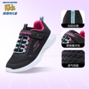 SKECHERS斯凯奇童鞋儿童运动鞋小白鞋女童休闲鞋魔术贴大童跑步鞋82007L 黑色/多彩色/BKMT 27.5码