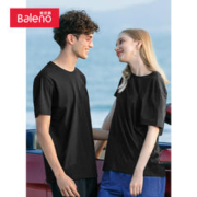 Baleno 班尼路 新疆棉短袖纯色T恤男打底衫体恤潮情侣装学生百搭半袖上衣 00A 纯黑圆领 M