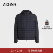 杰尼亚 Zegna）男士海军蓝Leggerissimo连帽飞行员羽绒服夹克