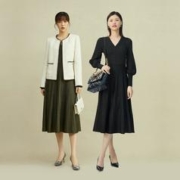 3.8焕新：GIRDEAR 哥弟 真的好V领灯笼袖高腰装饰扣葱纱连衣裙