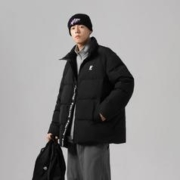UKTN 2023新款85绒子白鸭绒立领情侣外套羽绒服休闲宽松短款羽绒服男