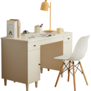 卡法尼现代简约奶油风书桌书柜一体书房家用办公电脑林氏家居出品 MI1V-A 1.2m矮书桌+LS179书椅