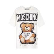 MOSCHINO 18FW 别针熊白色女士短袖T恤泰迪熊时尚女装