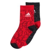 adidas 阿迪达斯 官方韩美林特别系列 大童儿童印花运动袜子 黑色/浅猩红 XS