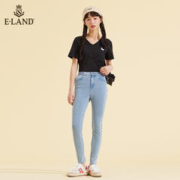 E·LAND 衣恋 Eland衣恋牛仔裤女春秋高腰修身塑形牛仔裤小脚长裤子女