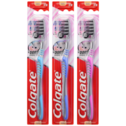 高露洁（Colgate）超洁纤柔备长炭软毛成人牙刷 3支  超细软毛 深层洁齿