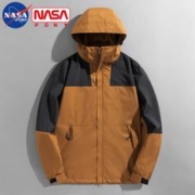 NASA PONY 冲锋衣夹克男秋冬季新款外套男休闲户外登山服防水防风情侣外套女 9211焦糖色 S