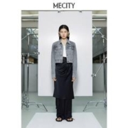 MECITY 女士新款时尚款纯棉深灰提花休闲短款牛仔外套女537764