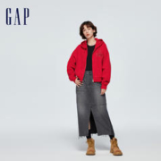 88VIP会员：Gap 盖璞 女装2024龙年新春LOGO刺绣宽松连帽衫新年舒适红色卫衣433672