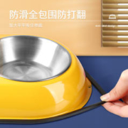 HELLOJOY 猫碗 狗碗狗盆宠物双碗不锈钢猫食盆防打翻狗食盆 黄色小号