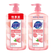 超能洗洁精大桶去油污护手500g洗涤灵果蔬清洁餐具温和去异味新老随机 1KG白桃*2瓶