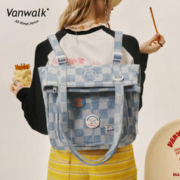VANWALK 小熊汉堡 自制甜美少女可爱手提包复古双肩背包ins单肩包