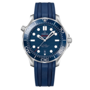 欧米茄（OMEGA）瑞士手表海马300米防水自动机械夜光男士腕表男款表 送男友送礼物 蓝盘橡胶带210.32.42.20.03.001