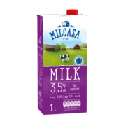 PLUS会员：MILCASA 全脂高钙纯牛奶1L*12盒 整箱装*2件