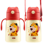 BEDDYBEAR 杯具熊 儿童保温杯带吸管儿童水杯 320ml浮雕图案3D版-小狮子
