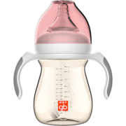 好孩子（gb）PPSU婴儿奶瓶宽口径奶瓶带手柄吸管小饿魔系列300ml粉色 6个月+