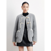 23日10点：PEACE BIRD 太平鸟 仿皮草羊羔毛 圆领羽绒服