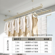 好太太（Hotata）手摇晾衣架阳台升降室外室内晒衣服架手摇式四杆晾衣杆挂衣架 D-1111：小金杆2.4米四杆+12衣架