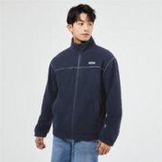 GIORDANO 佐丹奴 外套男装摇粒绒字母刺绣破骨宽松立领外套 01073857
