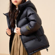 莫诗尼 儿童羽绒服金标亲子装女童小孩加厚外套 黑色 120cm