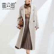 雷公馆 毛呢大衣女中长款2023秋冬新款毛呢外套宽松百搭羊毛大衣双面呢 山羊灰 S