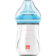 好孩子（gb）婴儿玻璃奶瓶 宽口径玻璃奶瓶  拥抱系列 180ml 蓝色
