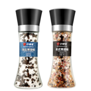 口味全 0添加海盐黑胡椒粒研磨盐瓶装鸡胸肉西餐牛排烧烤意面健身餐调料 美式+海盐
