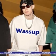 WASSUP UOSNE 官方原创设计纯棉短袖t恤男女情侣款百搭夏季宽松印花字母国潮 白色 S