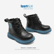 TEENMIX 天美意 童鞋女童皮靴子2023秋冬季新款宝宝公主靴短儿童马丁靴大童