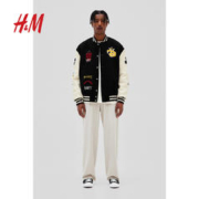 H&M HM男女同款夹克2023冬季保暖立领棒球外套1158608