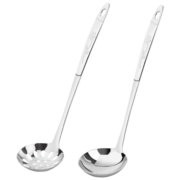 美厨（maxcook）火锅勺 加厚不锈钢汤勺漏勺两件套 玫瑰系列 MCMG-02