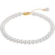 六福珠宝mipearl系列18K金淡水珍珠手链女款 定价 黄色-总重约4.29克