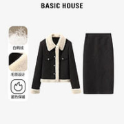 BASICHOUSE 百家好 Basic House/百家好90鸭绒加厚羽绒时尚套装女秋冬防寒毛毛领保