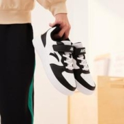 ANTA 安踏 儿童板鞋2024男童鞋女童鞋低帮魔术贴中大童校园小白鞋