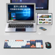 RK932 机械键盘2.4G无线蓝牙有线三模连接键鼠套装108键游戏办公全键无冲冰蓝背光精调卫星轴 白色(青轴)冰蓝光(2.4G+有线双模) 100%配列(108键)
