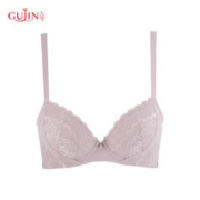 GUJIN 古今 女士中厚杯小胸平胸聚拢调整胸型蕾丝花边文胸套装内衣女记忆钢圈 紫灰 B75+85