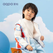 aqpa 男女童外套儿童23秋冬宝连帽外套童装 玩趣魔方蓝橙 80cm